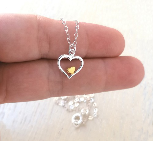 Baby Heart Necklace Sterling Silver, Tiny Heart Baby Girl Jewelry, Flower Girl Mother Daughter Gift, Love Necklace
